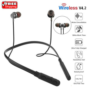 Wireless Bluetooth Headset Neckband Sport Headphone Stereo Headphone Earphone Handfree Universal